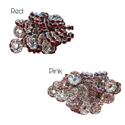 High Quality 12mm Wavy Edge Rhinestone Spacers for Beadable Pen, Stylus, Keychain, Bracelet and more. Perfect for Your DIY Creations!