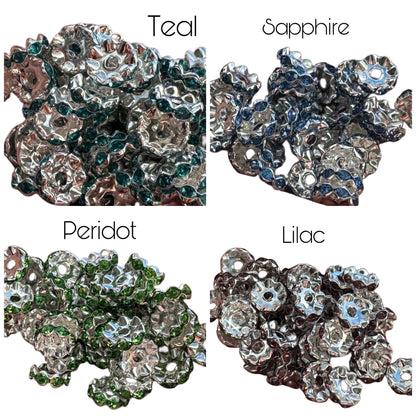 High Quality 12mm Wavy Edge Rhinestone Spacers for Beadable Pen, Stylus, Keychain, Bracelet and more. Perfect for Your DIY Creations!