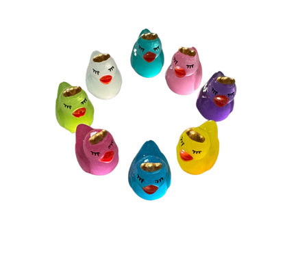Mini GLOW and Solid Colorful 3D Resin Princess Duck with Crown Rubber Duckie Style Cabochon DYI Hair Accessory Bracelet Cruising Ducks Jeep