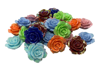 New Price! 34mm AB Coating Resin Rose Flower Cabochon Flat Back Perfect for DYI Phone Cases Water Bottles Scrapbook Hair Accessory