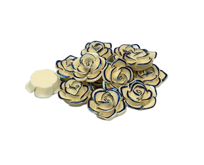 New Price! 22mm Metallic Highlights Resin Rose Flower Cabochon Flat Back Perfect DYI Phone Cases Water Bottles Scrapbook Hair Accessory