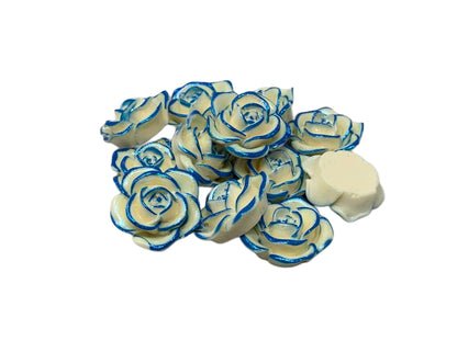 New Price! 22mm Metallic Highlights Resin Rose Flower Cabochon Flat Back Perfect DYI Phone Cases Water Bottles Scrapbook Hair Accessory