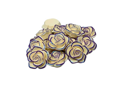 New Price! 22mm Metallic Highlights Resin Rose Flower Cabochon Flat Back Perfect DYI Phone Cases Water Bottles Scrapbook Hair Accessory