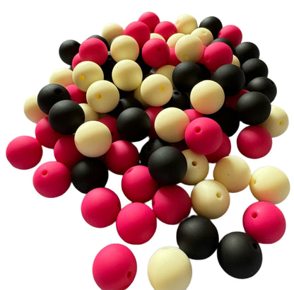 20 Pieces Pink and Black Attack! Acrylic Matte Touch Beads Mix for Beadable Pen Stylus Keychain Bracelet and more for Your DIY Creations.