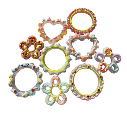 5 Pieces Hand Painted Frames for Beadable Pen Stylus Keychain Bracelet and more for Your DIY Creations