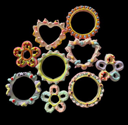 5 Pieces Hand Painted Frames for Beadable Pen Stylus Keychain Bracelet and more for Your DIY Creations