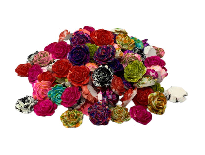New Price! 17mm Mixed Ink Dyed Flower Charm Cabochon Embellishment Flat Back for DYI Phone Cases Water Bottles Scrapbook Hair Accessory