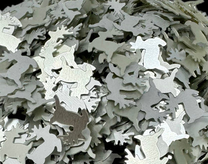 5, 10 or 20 gm Reindeer in Silver Confetti Glitter. Great for Beadable Snow Globe Pens, Nail Art, Slime, Decoden and More!