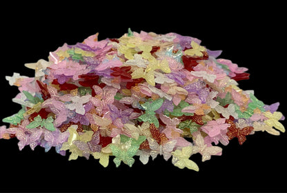 New Price! 11mm Colored Transparent Butterfly with Glitter Nail Charm Mixed Butterflies Cabochon DYI Phone Cases Scrapbook Hair Accessories