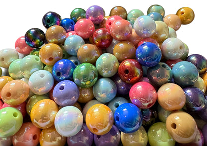 10 Pieces Darker Colors Acrylic Beads Mix with Aurora Borealis Coating for Beadable Pen Stylus Keychain Bracelet for Your DIY Creations.