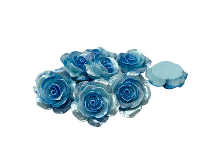 New Price! 32mm Two Toned Pearled Resin Rose Flower Cabochon Flat Back Perfect for DYI Phone Cases Water Bottles Scrapbook Hair Accessory