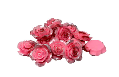 New Price! 32mm Two Toned Pearled Resin Rose Flower Cabochon Flat Back Perfect for DYI Phone Cases Water Bottles Scrapbook Hair Accessory