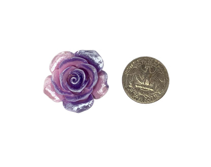 New Price! 32mm Two Toned Pearled Resin Rose Flower Cabochon Flat Back Perfect for DYI Phone Cases Water Bottles Scrapbook Hair Accessory