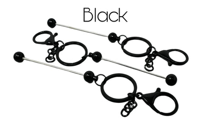 Now Even More Colors! Metal Keychain Blank with Beadable Rod for Your DIY Creations With Beads Focals Rhinestones Spacers Sold Separately