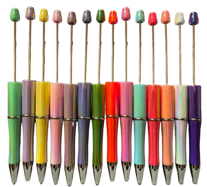 AB Aurora Borealis Color Beadable Plastic Pen Blank for Your DIY Creations with Beads Focals Rhinestones Spacers Refills Sold Separately