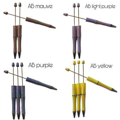 AB Aurora Borealis Color Beadable Plastic Pen Blank for Your DIY Creations with Beads Focals Rhinestones Spacers Refills Sold Separately