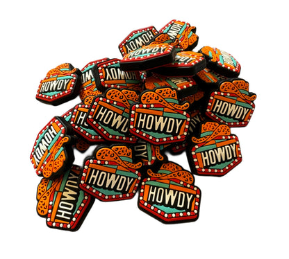 Howdy with Cowboy Hat Silicone Focal Bead for Beadable Pens, Stylus, Pencils, Keychains and More