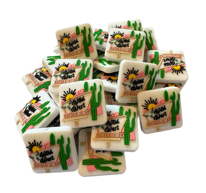Western Style Wild West Saloon with Cactus Silicone Focal Bead for Beadable Pens, Stylus, Pencils, Keychains and More