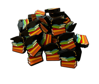 Graduation Cap or Hat On Top of Stack of Books Silicone Focal Bead for Beadable Pens, Stylus, Pencils, Keychains and More