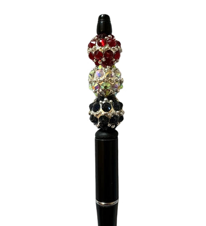 Fancy 16mm Metal and Rhinestone Royal Blue or Dark Navy Beads for Beadable Pen Stylus Keychain Bracelet Earrings and More.