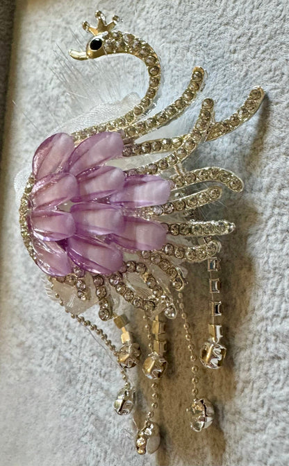 Ultra Premium Large Swan Beads with Metal Rhinestone Dangles, and Faux Fur for Beadable Pen Stylus Keychain and more!