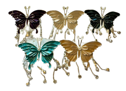 Ultra Premium Large Butterfly Metal and Enamel Beads with Metal Rhinestone Dangles for Beadable Pen Stylus Keychain and more!