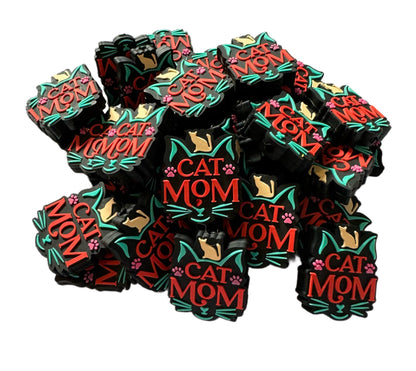 Cat Mom Silicone Focal Bead for Beadable Pens, Stylus, Pencils, Keychains and More.