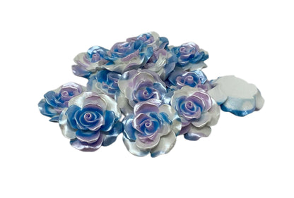 New Price! 34mm Multi Colored Resin Rose Flower Cabochon Flat Back Perfect for DYI Phone Cases Water Bottles Scrapbook Hair Accessory