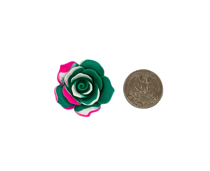 New Price! 34mm Multi Colored Resin Rose Flower Cabochon Flat Back Perfect for DYI Phone Cases Water Bottles Scrapbook Hair Accessory