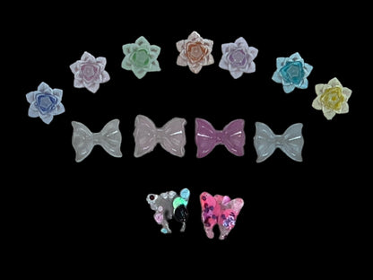 New Price! Fancy Flower Garden Nail Charm Mix with Butterflies, Rose Flower and Bows Cabochon DYI Phone Cases Scrapbook Hair Accessories