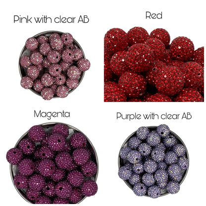 Gorgeous 16mm Pave Rhinestone and Clay Beads for Beadable Pen Stylus Keychain Bracelet Earrings and More. So Many Colors to Choose From!