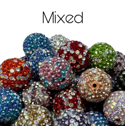 Gorgeous 16mm Pave Rhinestone and Clay Beads for Beadable Pen Stylus Keychain Bracelet Earrings and More. So Many Colors to Choose From!