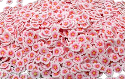 5, 10 or 20 gm Sakhura Pink Flower Polymer Clay Confetti Sprinkles for Beadable Snow Globe Pens, Slime, Decoden, Nail Art and More!