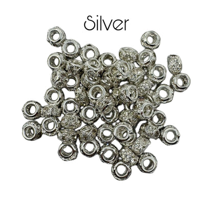 10mm Colored Metal and Clear Rhinestone Spacers with Large Hole. So Many Colors! Great for Bracelets, Necklaces, Beadable Pens and More!
