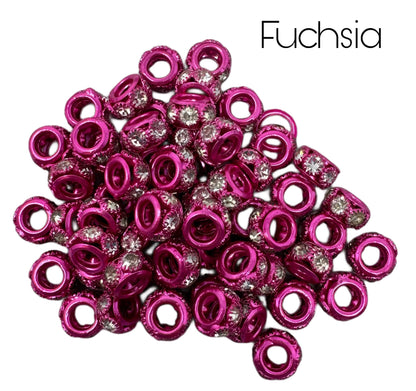 10mm Colored Metal and Clear Rhinestone Spacers with Large Hole. So Many Colors! Great for Bracelets, Necklaces, Beadable Pens and More!