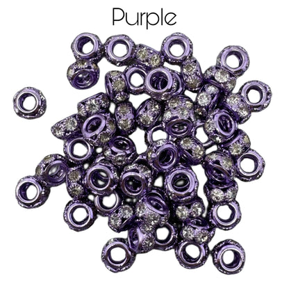 10mm Colored Metal and Clear Rhinestone Spacers with Large Hole. So Many Colors! Great for Bracelets, Necklaces, Beadable Pens and More!