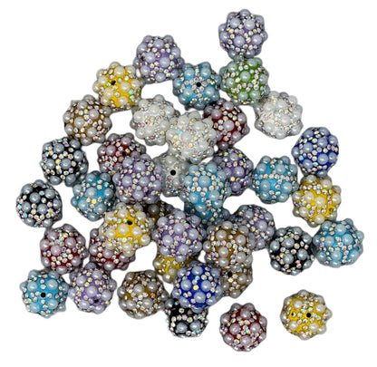 Fancy 16mm Pearl and Rhinestone Bead Mix for Beadable Pen Stylus Keychain Bracelet and more for Your DIY Creations