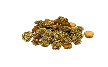 New Price! 14mm Shiny Metallic Look Resin Rose Flower Cabochon Flat Back Perfect DYI Phone Cases Water Bottles Scrapbook Hair Accessory