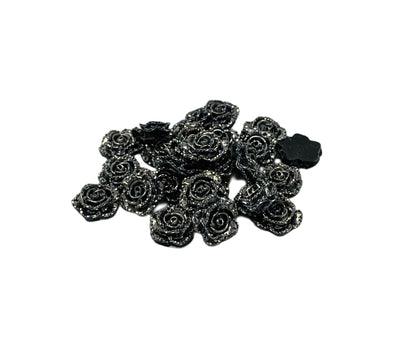 New Price! 14mm Shiny Metallic Look Resin Rose Flower Cabochon Flat Back Perfect DYI Phone Cases Water Bottles Scrapbook Hair Accessory