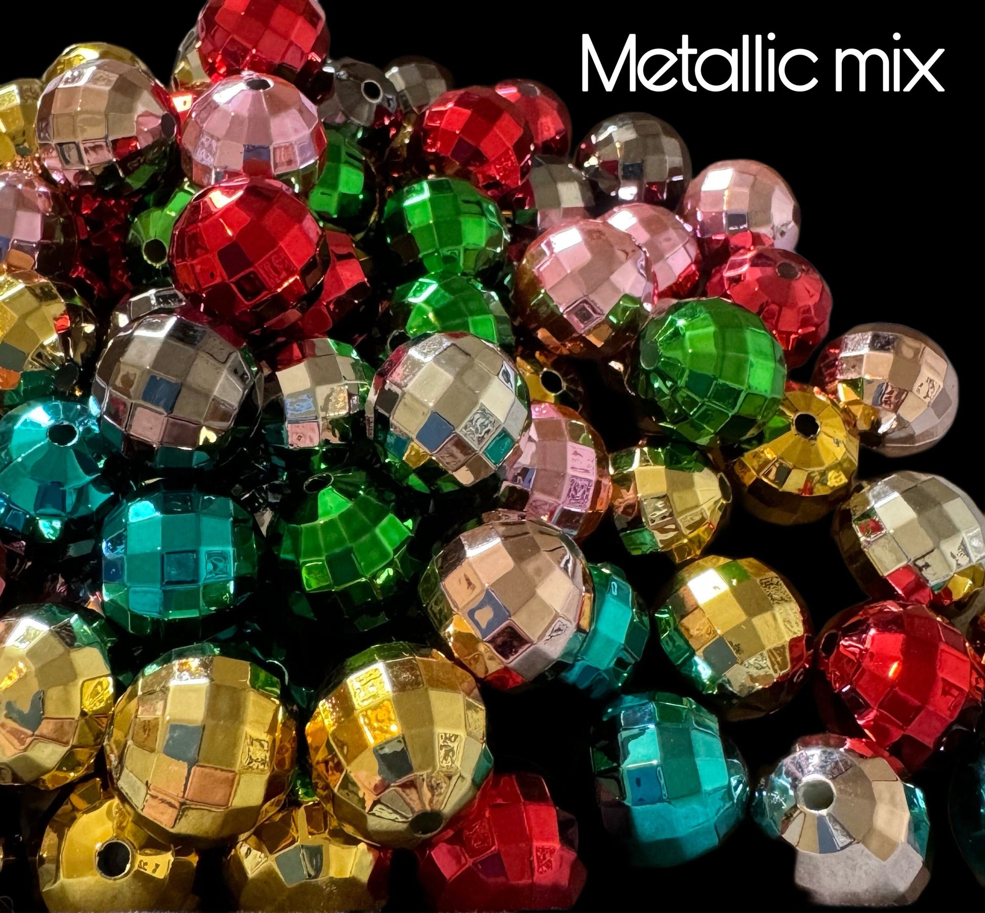 10 or 25 Pieces Shiny Metallic Disco Ball Acrylic Bead for Beadable Pen Stylus Keychain Bracelet for Your DIY Creations