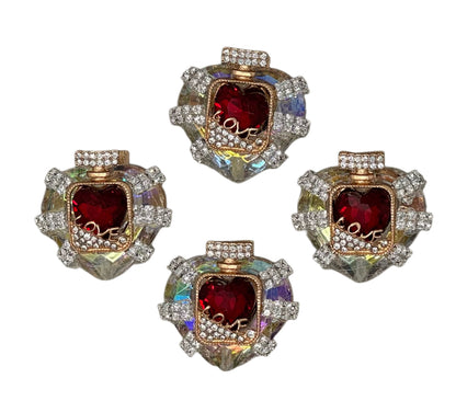 Ultra Premium Large Rhinestone and Metal Heart Beads with Straps, Bottle and Love for Beadable Pen Stylus Keychain Bracelet and more!