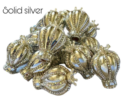 2 Pieces High Quality 35mm Hot Air Ballon Bead with Crown and Rhinestones for Beadable Pen Keychain Bracelet and more for Your DIY Creations