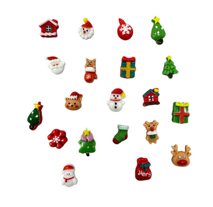 New Price! Christmas Nail Charm Mixed Kawaii Cabochon DYI Phone Cases Scrapbook Hair Accessories Santa Gift Gingerbread Man Stocking