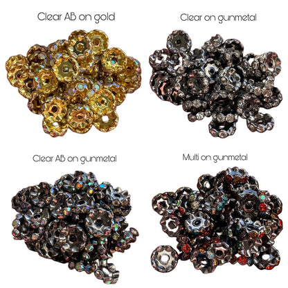 High Quality 12mm Wavy Edge Rhinestone Spacers for Beadable Pen, Stylus, Keychain, Bracelet and more. Perfect for Your DIY Creations!