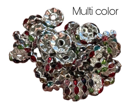 High Quality 12mm Wavy Edge Rhinestone Spacers for Beadable Pen, Stylus, Keychain, Bracelet and more. Perfect for Your DIY Creations!
