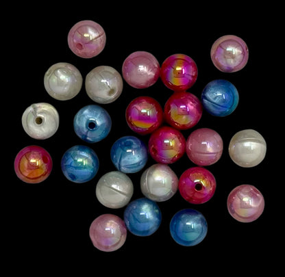 16mm Acrylic Galaxy Beads with Lightly Glittered Centres for Beadable Pen Stylus Keychain Bracelet and more for Your DIY Creations