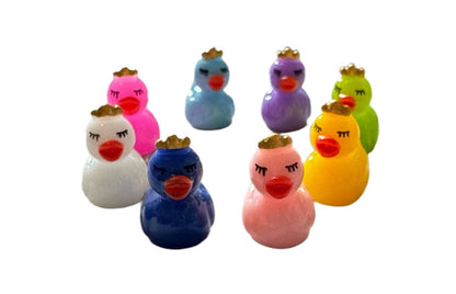 Mini GLOW and Solid Colorful 3D Resin Princess Duck with Crown Rubber Duckie Style Cabochon DYI Hair Accessory Bracelet Cruising Ducks Jeep
