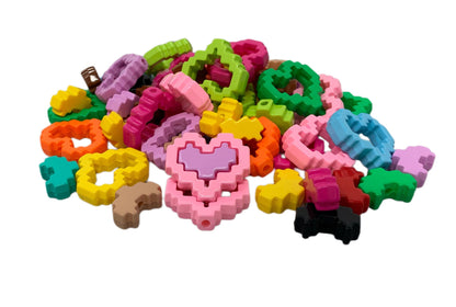 2 Piece Interchangeable Acrylic Puzzle Heart Beads for Beadable Pen Stylus Keychain and more for Your DIY Creations and Super Cute for Ducks