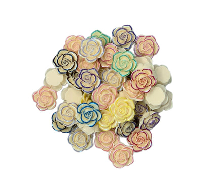 New Price! 22mm Metallic Highlights Resin Rose Flower Cabochon Flat Back Perfect DYI Phone Cases Water Bottles Scrapbook Hair Accessory