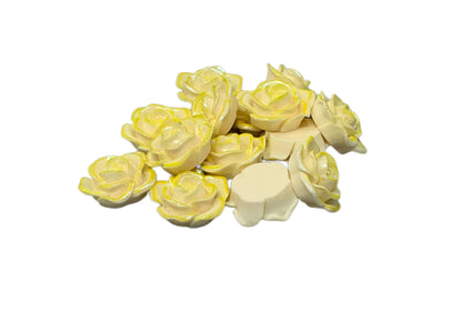 New Price! 22mm Metallic Highlights Resin Rose Flower Cabochon Flat Back Perfect DYI Phone Cases Water Bottles Scrapbook Hair Accessory